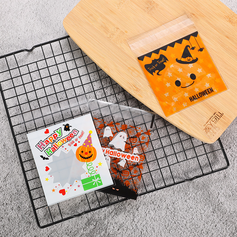 Autres fournitures de fête d'événement Halloween Candy Bag Ghost Pumpkin Cookie Sacs en plastique Sacs d'emballage auto-adhésifs Halloween Party Décoration 220829