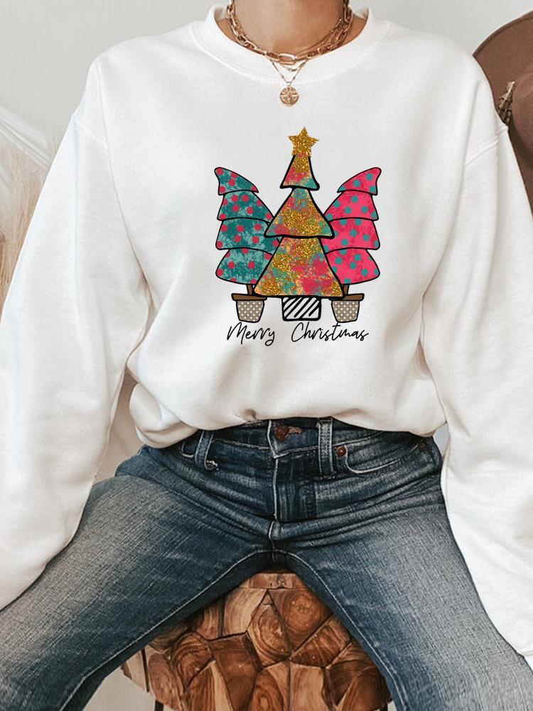Womens T Shirt Holiday Merry Christmas Fashion Clothing Casual Female Santa Clause Cartoon Funny Print Pullovers Women Graphic SweaT Shirts 220829