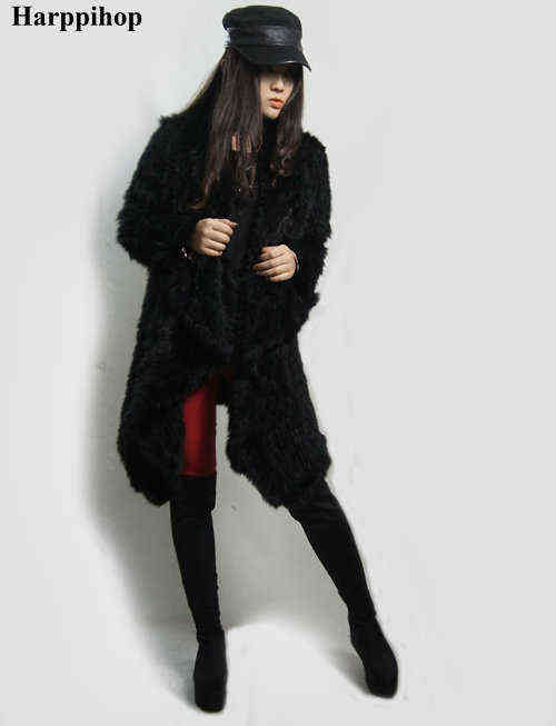 Women's Fur 2020 New Brand Women Winter Rabbit Knitte Real Fur Coat L220829
