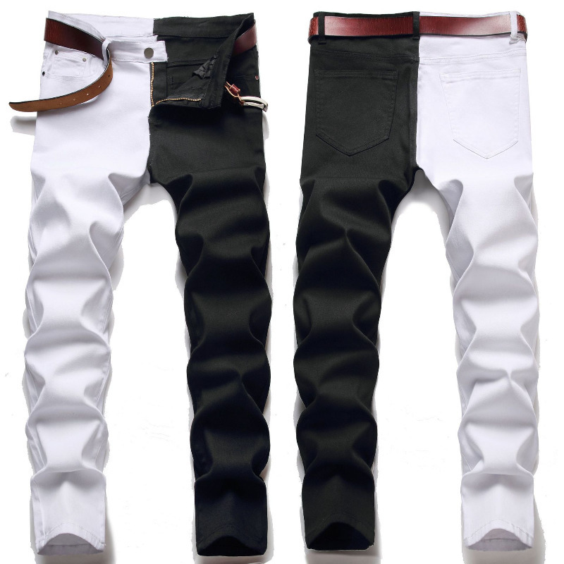 Jeans masculinos Marca vermelha costura preta Men jeans Autumn Winter Slim Skinny Stretch Street Hip Hop Male elástico calças 2840 220827