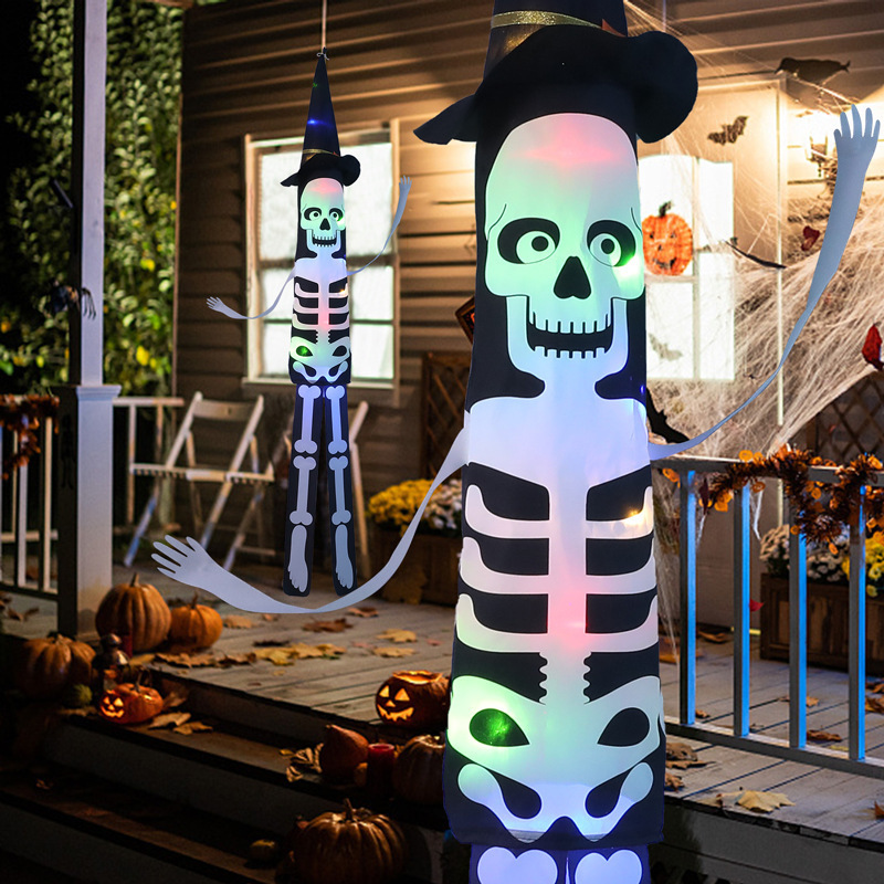 Other Event Party Supplies Halloween LED Ghost Skeleton Bat Pumpkin Windsocks Hanging Decor for Home Indoor Outdoor Yard Flag Wind Socks Party Supplies 220829