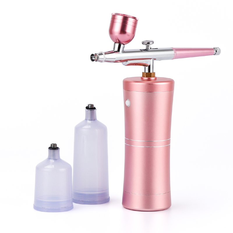 Face Massager Top 0.4mm Pink Mini Air Compressor Kit AirBrush Paint Spray Gun Airbrush For Nail Art Tattoo Craft Cake Fog Mist Sprayer 220829