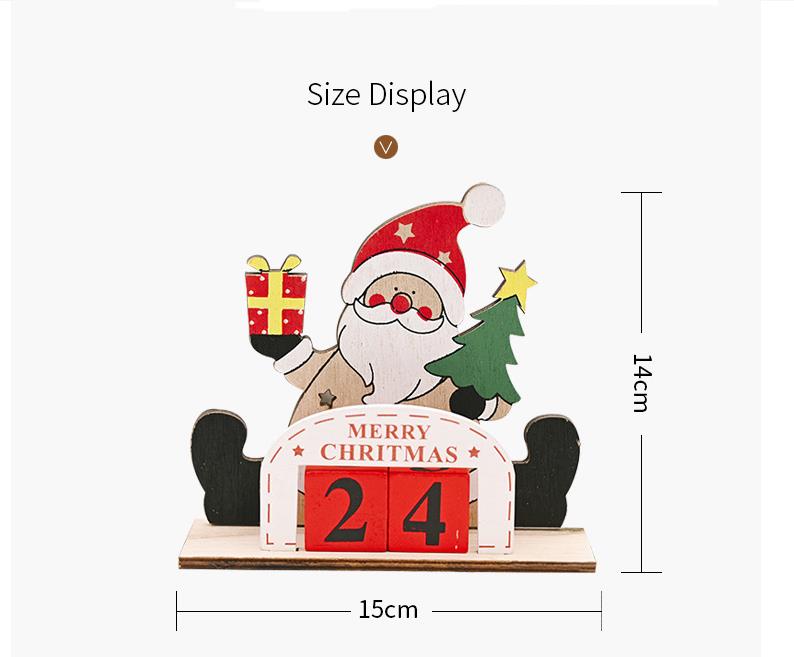 Weihnachtsab Advent Countdown Kalender Desktop Orament Holzblöcke Santa Snowman Rentier Tabletop Dekoration SN4666