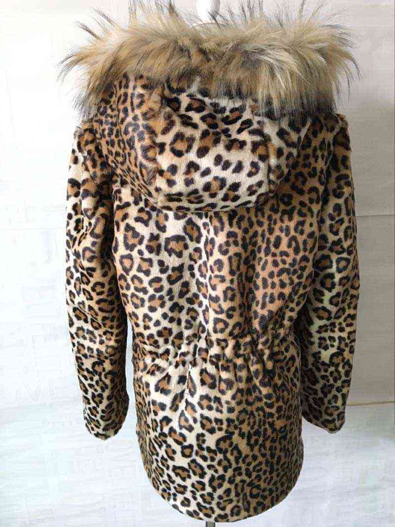 Women's fur Zadorin 2022 Fashion Streetwear Warm Hooded Leopard Faux Sleeve Fluffy Fake Fur Jacket Long Winter Overcoat L220829