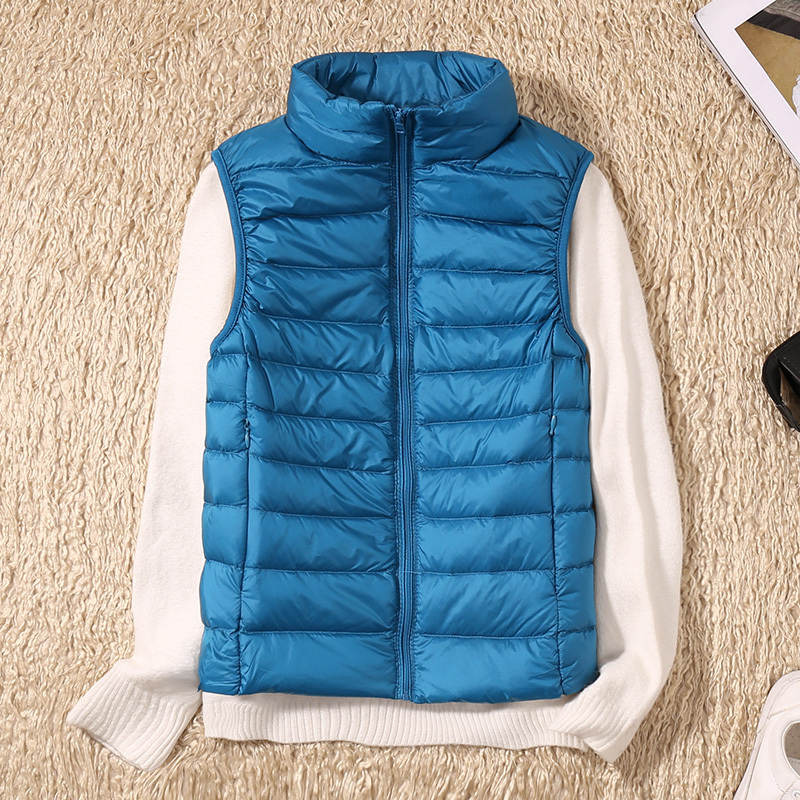 Femmes duvet Parkas femmes 90% blanc canard gilet Ultra léger veste automne hiver col haut sans manches manteau 220829