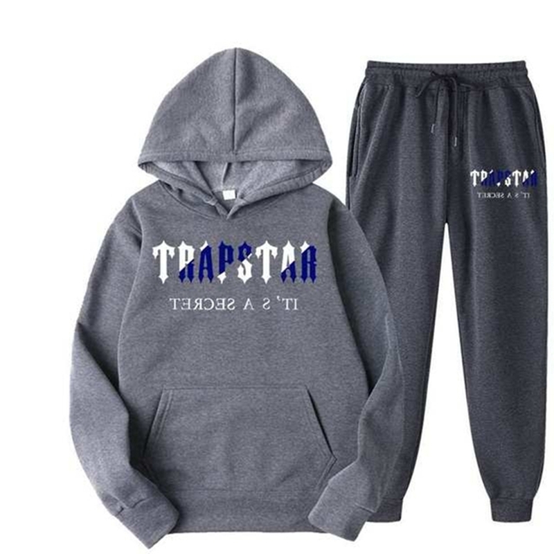 Mens Tracksuits Brand TRAPSTAR Printed Sportswear Men Warm Two Pieces set Loose hoodie sweatshirt pants Hoodie jogging 220829