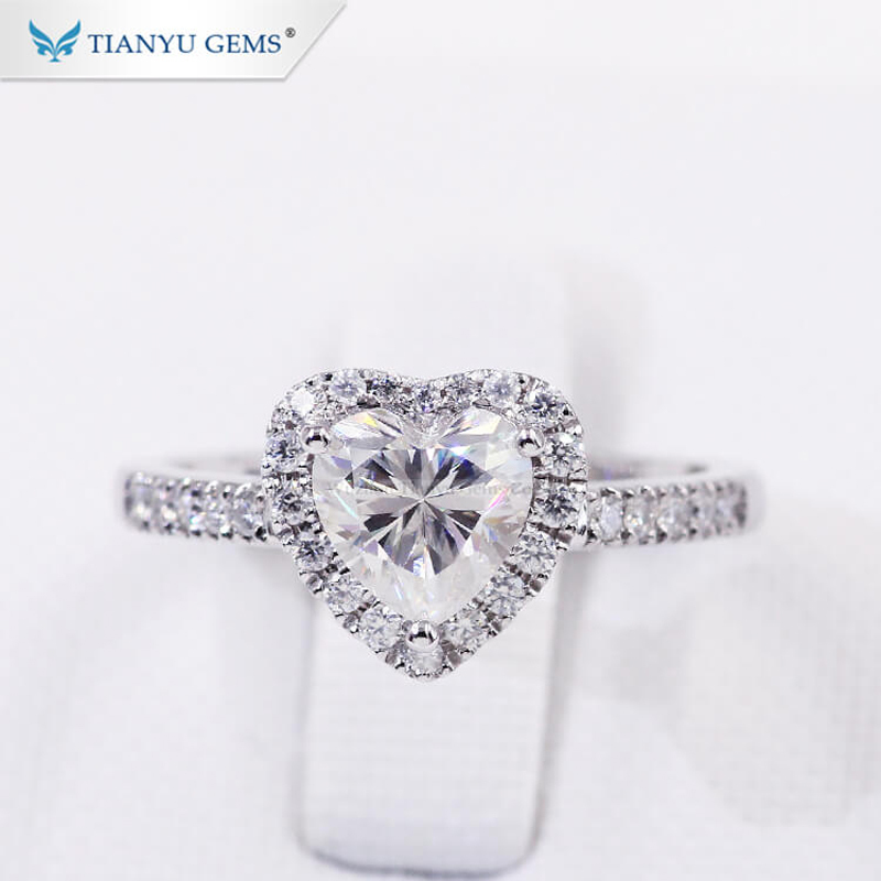 Anneaux de mariage Tianyu Gems 6.5mm Forme de coeur Diamants Or pour femmes 14k18kPT950 Bague D VVS Pierres précieuses Fine Jewelry 220826