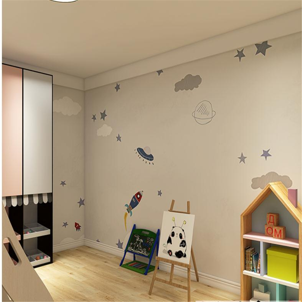 Simple wallpaper cartoon children's room wall cloth boy bedroom mural background wall simple cartoon wallpaper