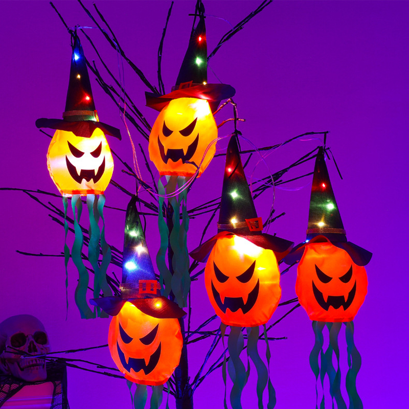 Otros suministros para fiestas de eventos Calabaza LED Decoración de Halloween Luz intermitente Gypsophila Ghost Festival Dress Up Glowing Ghost Hat Lámpara Decoración Linterna colgante 220829