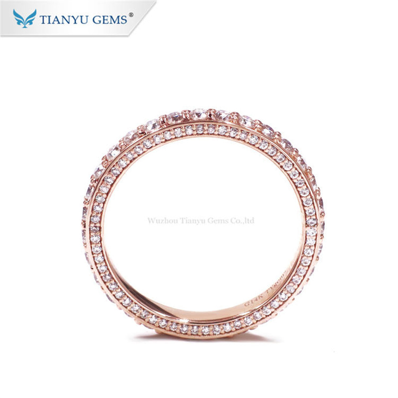 Anneaux de mariage Tianyu Gems 10K14K18K Or Rose pour les Femmes Full Sparkle Diamant Rond Bague de Fiançailles Personnalisé Fine Jewelry 220826