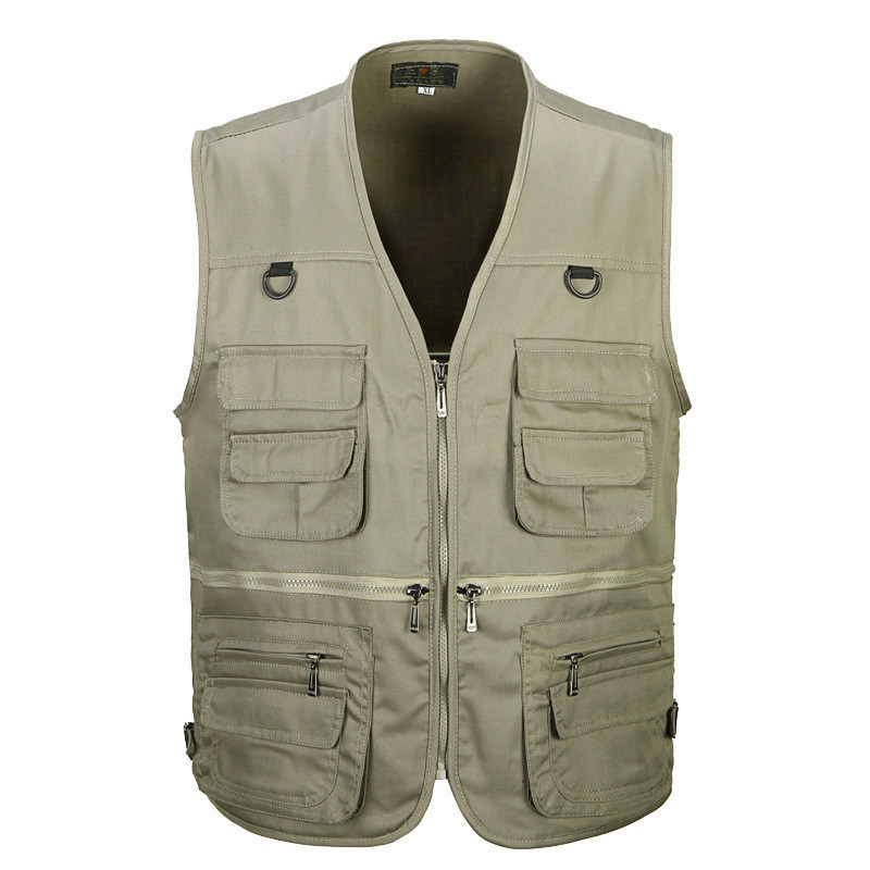 Men's Vests Male Vest Men Fashion Cotton Sleeveless Jackets Black Casual Fishing with Many Pockets Unloading Waistcoat 221008