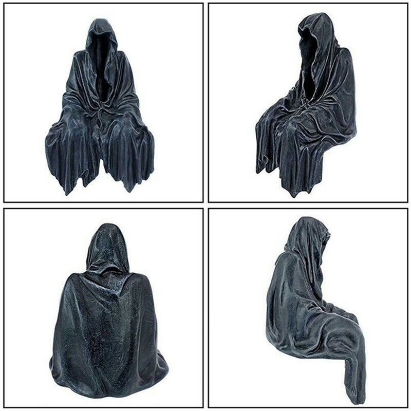 Oggetti decorativi Figurine Black Grim Reaper Statue Thrilling Robe Nightcrawler Resina Desktop Figurine Ornamenti Horror Fantasma Scultura Decorazioni 220829