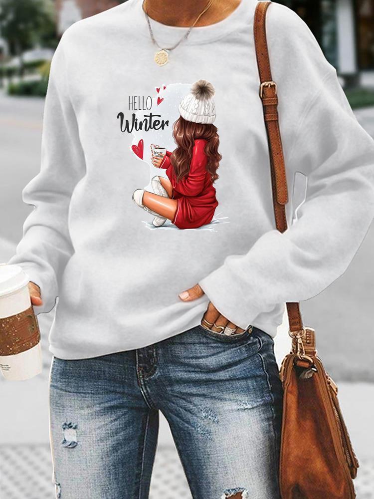 Kvinnor T -shirt Deer Face Lovely Cute 90 -tals svetttr￶jor Kvinnor Holiday Merry Christmas Fashion Clothing Casual Female Print Graphic Pullovers 220829