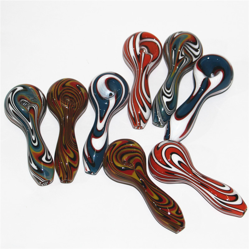 glass smoking pipe pyrex colorful glass tobacco Spoon Hand Pipes for Silicone water bong bubble