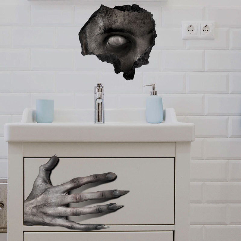 Altri articoli feste eventi Decorazione di Halloween Adesivo toilette Fantasma Palma Bulbo oculare Adesivo bagno Festa Decorazioni fai da te Camera Decorazioni spaventose Puntelli Horror 220829