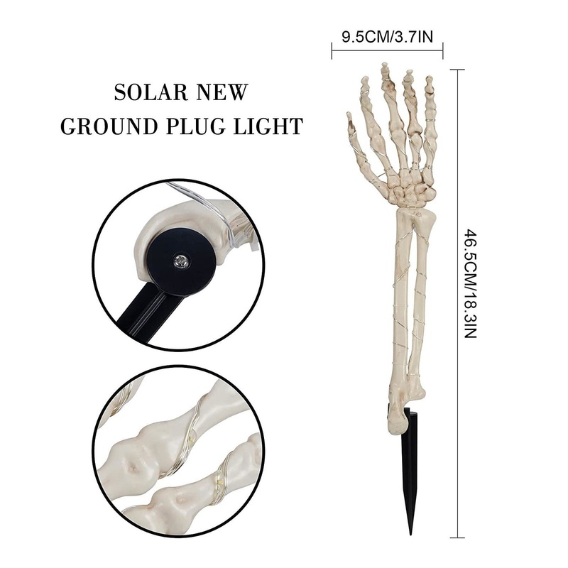 Andra evenemangsfestleveranser Halloween Skeleton Ghost Hand Solar Power Plug Light LED Copper Wire Light String Lysande Festival 220829