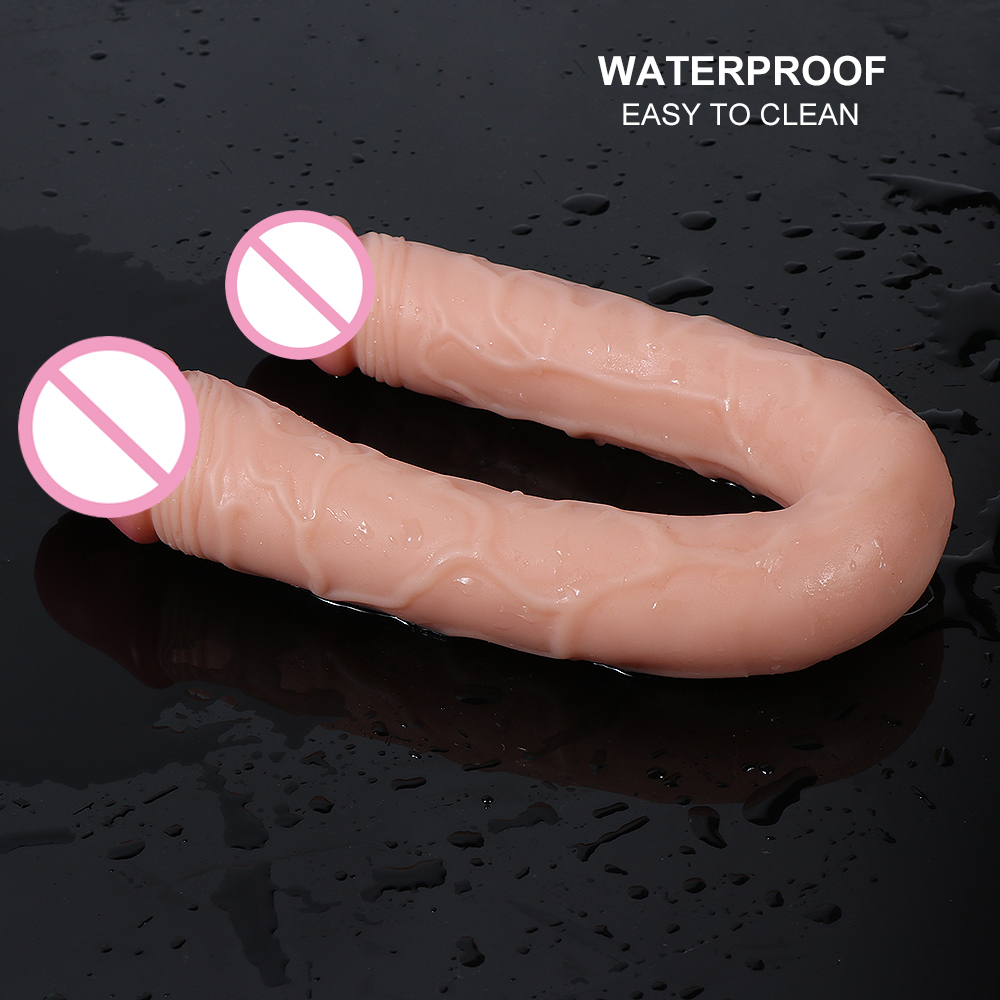 Skönhetsartiklar realistiska dubbla glans dildo för kvinnor sexiga leksaker livtro penis 40 cm längd 3,6 cm diameter sexigytoys