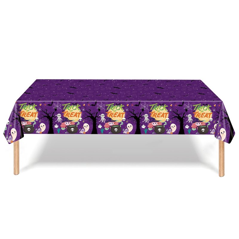 Other Event Party Supplies Halloween Cartoon Witch Ghost Purple Disposable Tablecloth Trick Or Treat Waterproof Table Cloth Kids Happy Halloween Supplies 220829