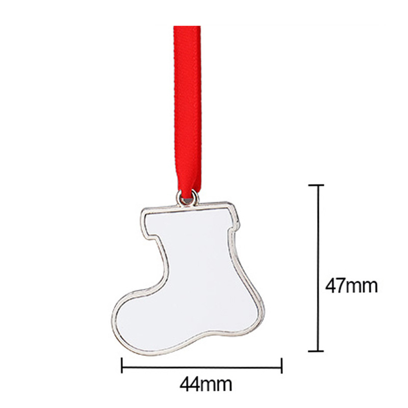 Heat Transfer Christmas Decoration DIY Sublimation Blank Metal Christmas Stocking Ornament Pendant XMAS Gift