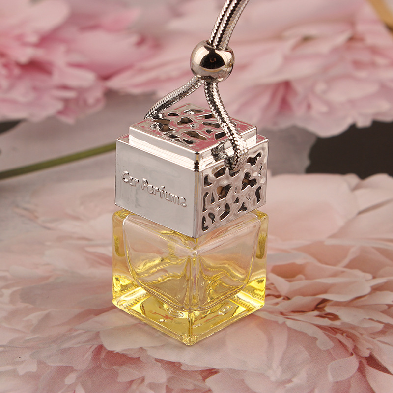 8ml Car Hanging Perfume Diffuser Empty Clear Glass Square Car Air Freshener Essential Oil Fragrance Pendant Bottle Vials