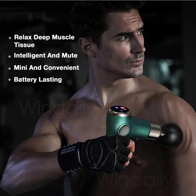 Full Body Massager Mini LCD Gun 32 Speed Touch Screen Deep Tissue Percussion Muscle Fascial For Pain Relief 220829