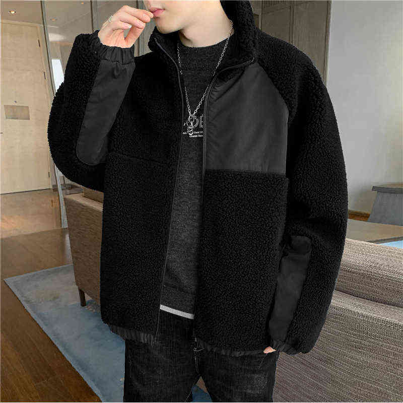 Herrjackor parka vinter harajuku tung casual stativ krage plysch jacka man mode koreanska streetwear tjock varm l220830