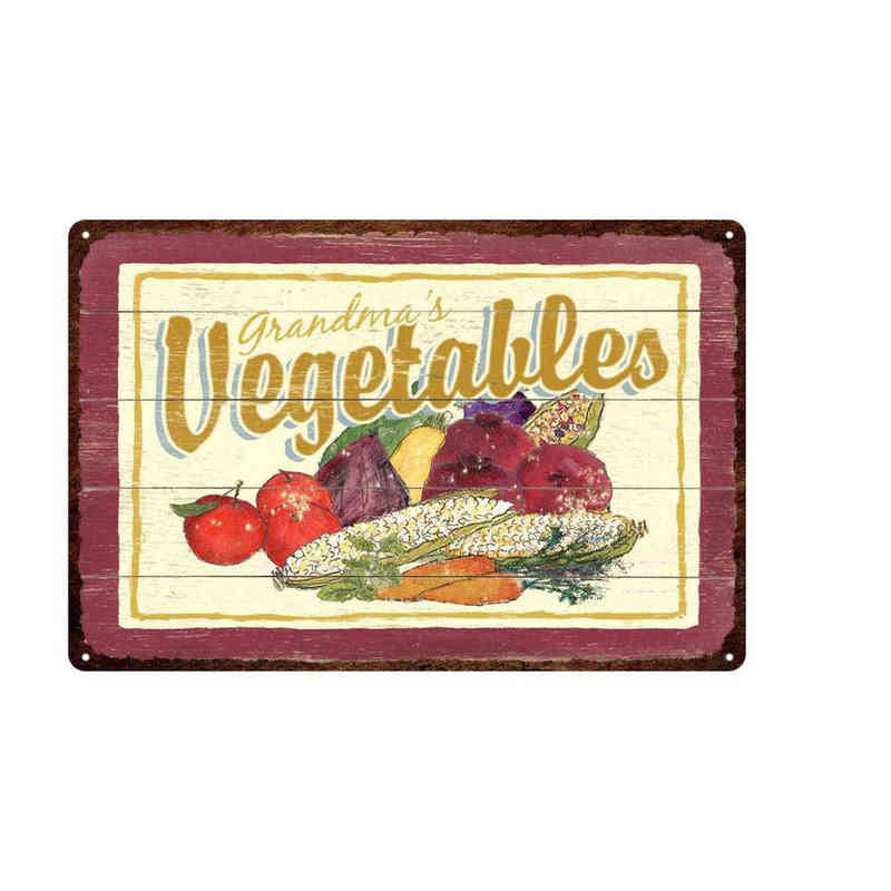 Metal Painting Farm Fresh Vegetables Shabby Metal Tin Signs Farmers Market Croccanti Carote Vite Matura Targa Ferro Pittura Decorazione della parete Retro Pub T220829