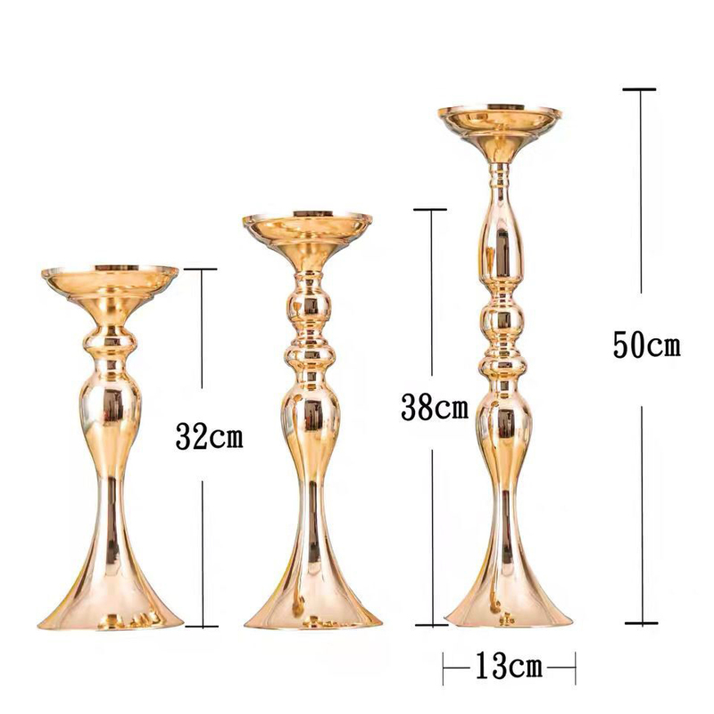 Titulares de vela Flores de ouro Vaso de jantar de mesa de jantar Centerpieces Road Lead Candelabra Wedding Party Porps Decor 220830