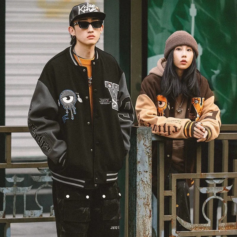 Erkek Ceketler Erkek Kadın Mektup Nakış Varsity Ceketleri Japonca İnce Büyük Boyut Bahar Sonbahar Beyzbol Ceketi Ceket Hip Hop Harajuku Koleji 220830