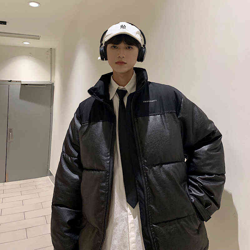 Giacche da uomo M-5XL Plus Size Giacca moda coreana in pelle manica lunga nera tinta unita cerniera calda abbigliamento parka invernale 4XL L220830