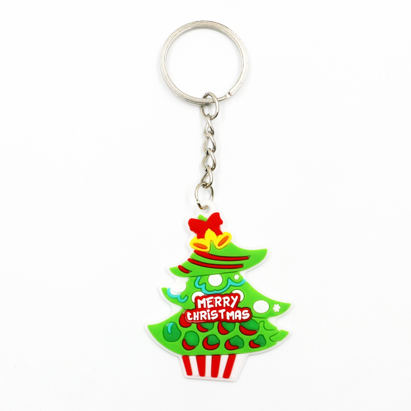 PVC Soft Christmas Keychains Santa Claus Snowman Elk Cartoon Keychain Pendant Xmas Gift Keyring Key Chain