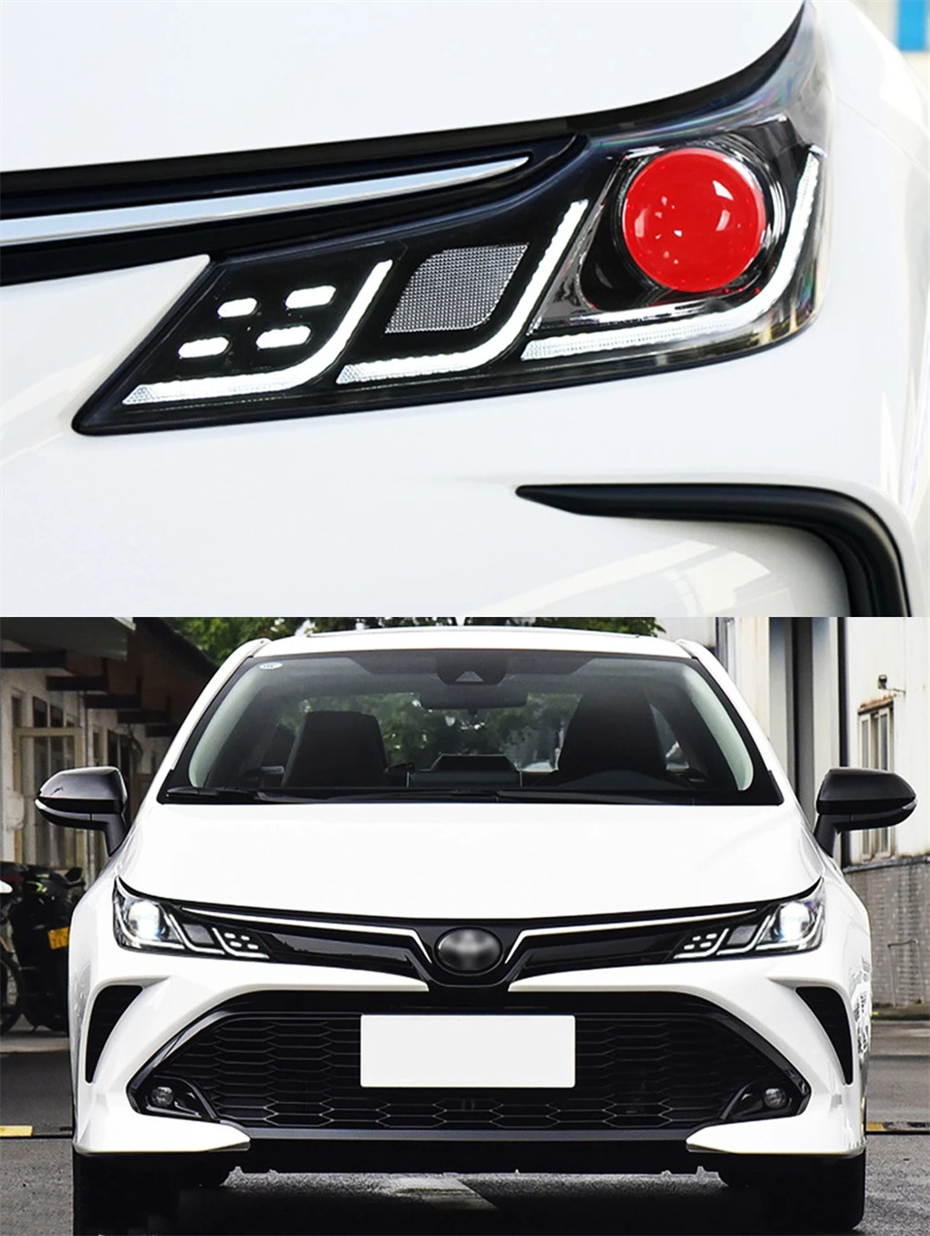 Strålkastare alla LED för Toyota Corolla 20 19-2021 LED-lampan hög låg stråle lampor ängelögonstrålkastare tillbehör