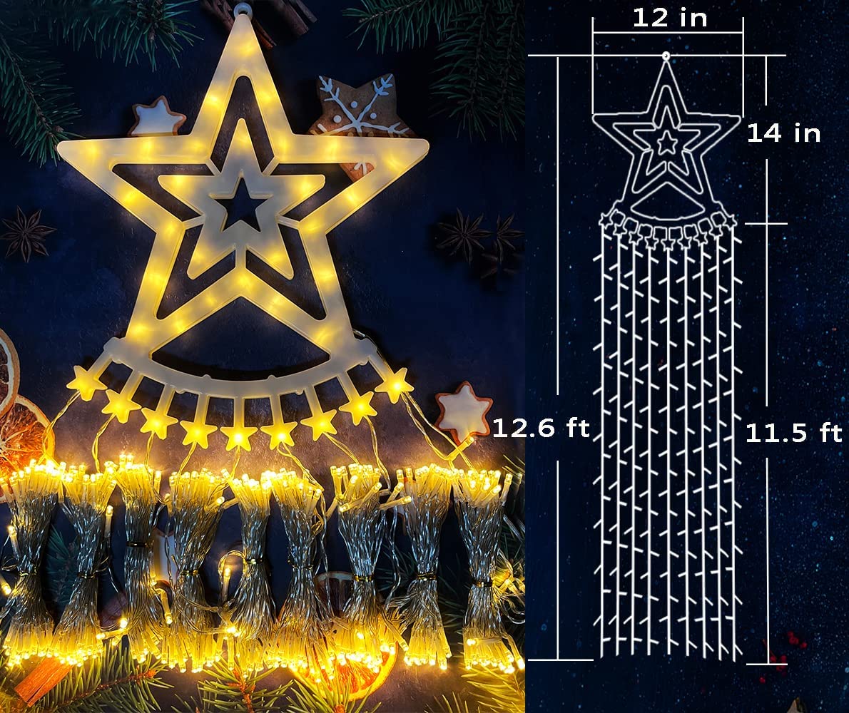 Noel Işıkları Açık 11.5ft 8 LED Gadget Aydınlatma Modları Şelale Işıkları Noel İçin Açık Hava Dekorasyonları Ağaç Evi Tatil Partisi için Avlu Işıkları için