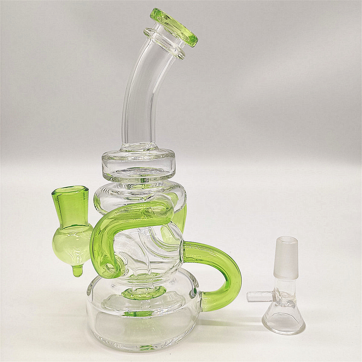 2022 Mini Blue Green and Clear Hookah Glass Bong Dabber Rig Recycler Pipes Water Bongs rökrör 14,4 mm Kvinnlig fog med vanligt skål i USA -lager