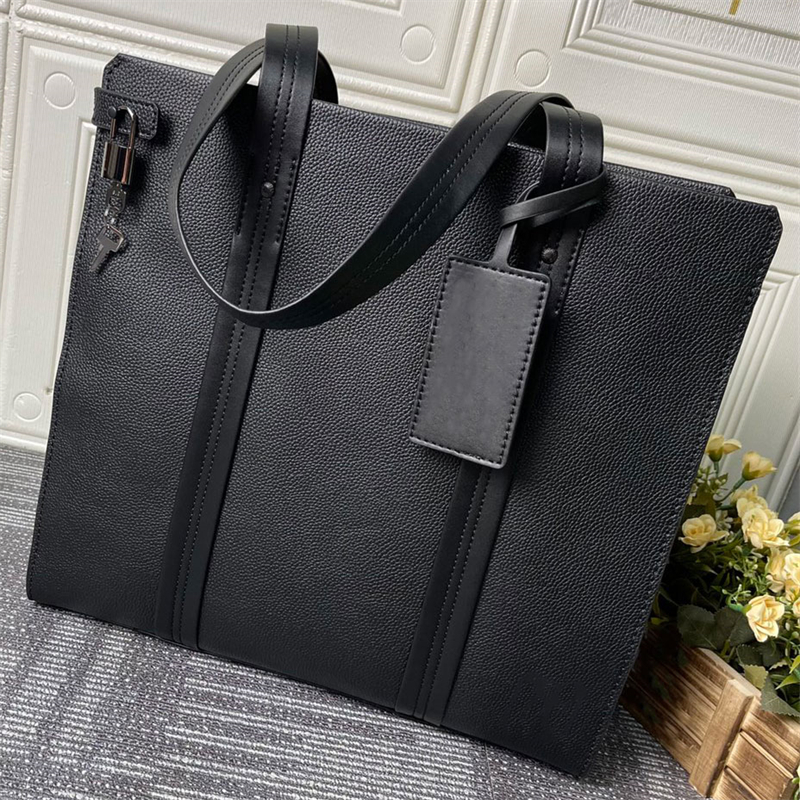 Fashion Porte-documents Jour Briefcase Damier Infini Onyx Leather Designer Metal Hardware S-lock Briefcase Men Flap Closure with M251Y