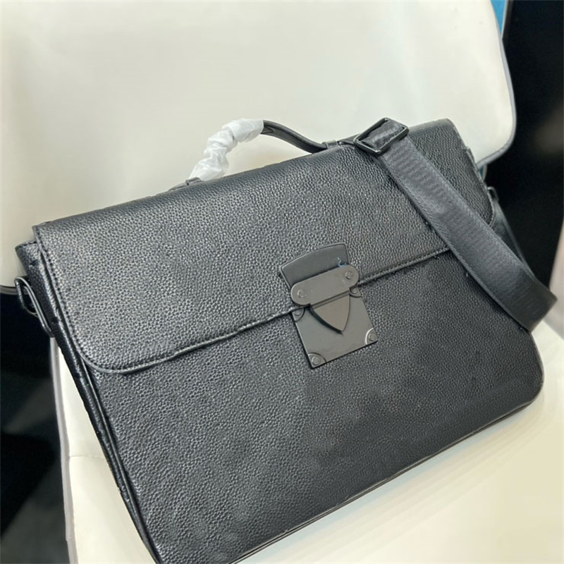 ファッションポルトドキュメントJour Briefcase Damier Infini Onyx Leather Designer Metal Hardware S-Lock Briefcase Men Flap閉鎖とM257H