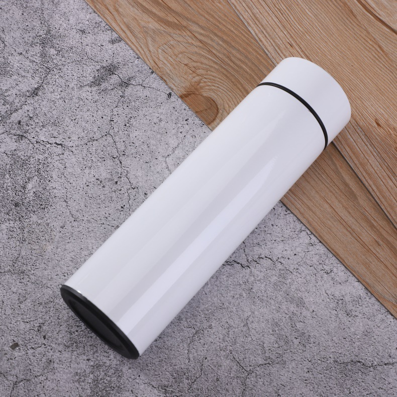 Criatividade sublimação em branco Tumbler garrafa de água inteligente 500 ml aço inoxidável aço reto Flash Caneca de café com Touch LED Touch Exibir Presente de temperatura