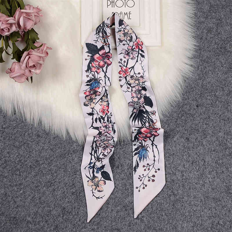 Sarongs Çiçek Baskı Marka Eşarp Kadınlar Tasarım İpek Scarf Sıska Çanta Eşarpları Moda Kafa Bandı Bilek Havlu Fulard Boyun T220827