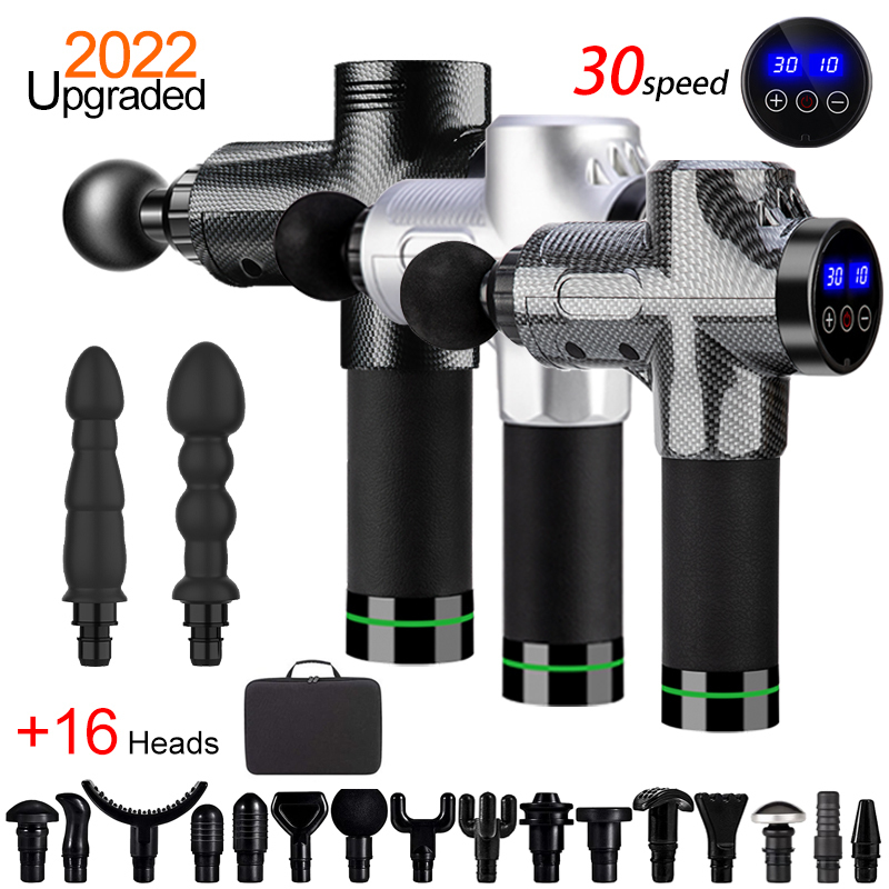 Massageador de corpo inteiro Pistolet Gun Massage Percussion LCD Pistola elétrica Massagem Fáscia Pescoço Página do pé da perna ombro Deep Muscle 220829