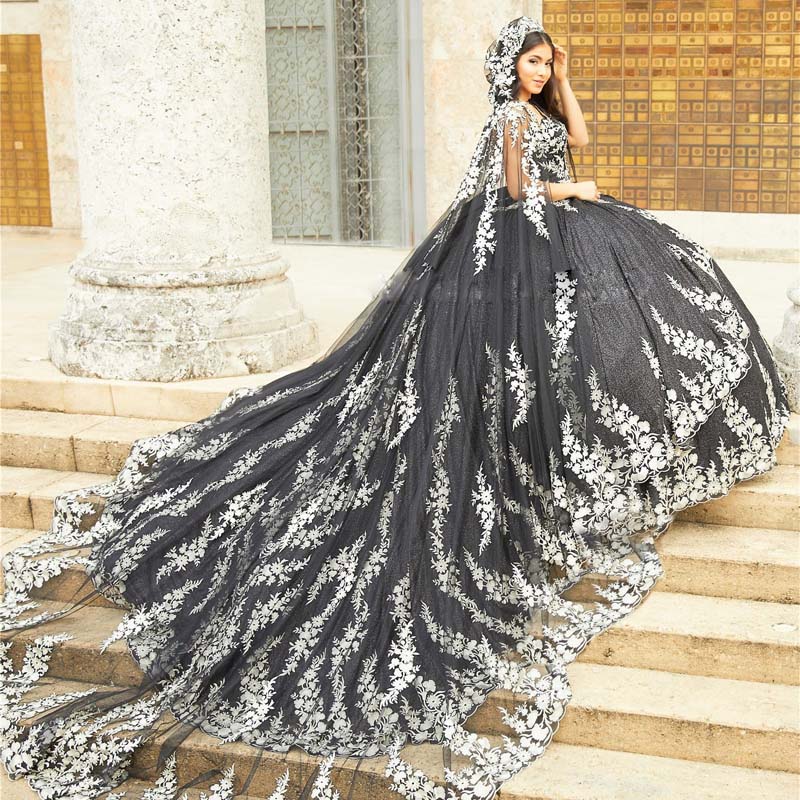 Zapęatowy Cape Floral Quinceanera Sukienki Sweetheart Princess Sweet 15 Suknie Lace Up Back Vestidos de Fiesta