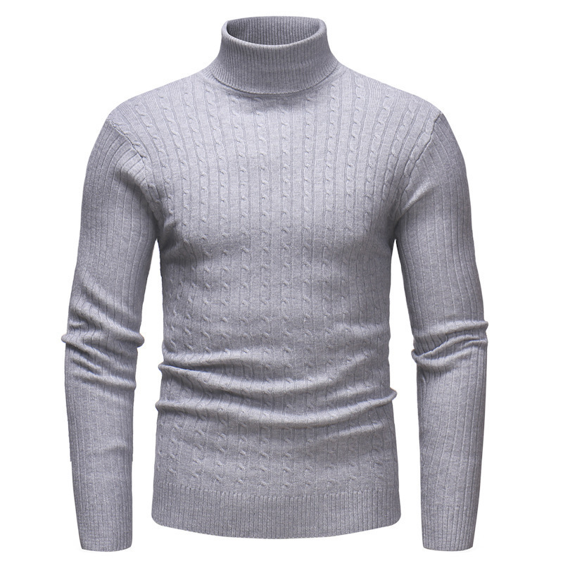 Maglioni da uomo Sweter Baru Musim Gugur Pria Kasual Warna Solid Dolcevita Rajutan Pullover Jacquard Lembut Hangat Merek 220830