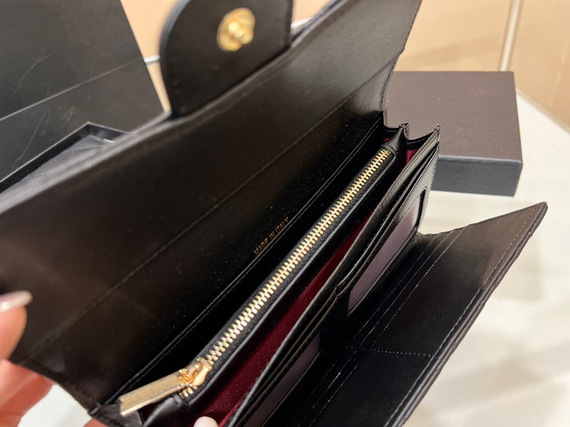 CC Bag 2022 – portefeuille de luxe de haute qualité, porte-monnaie, porte-cartes, multifonctionnel en cuir noir, sac à main de styliste pour femme entière, 221M