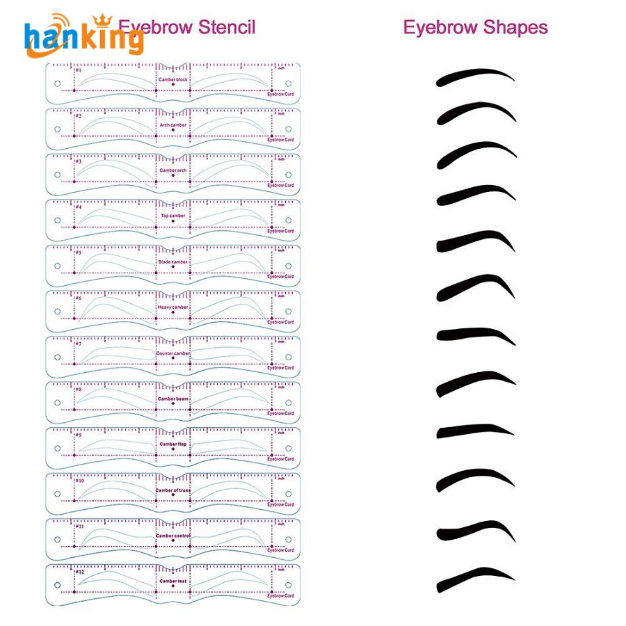 Einszene Augenbrauenform-Set-Werkzeuge Schablonen tragbare Kunststoff-Augenbrauen-Schablonenkarte für Frauen Thrush Model Augenbrauen Zeichnungswerkzeug Make-up