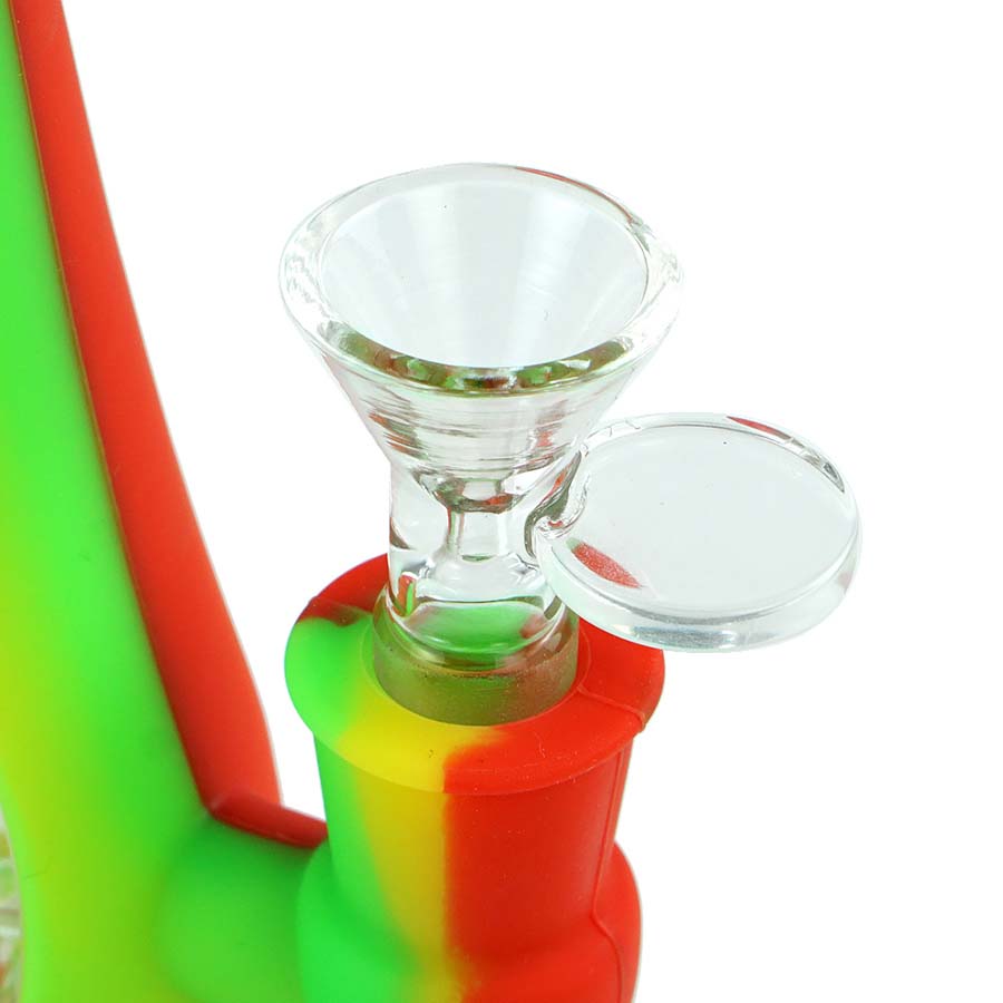6 Coneshape Water Pipe Glass Bong Rauchrohr mit Quarzknallernagel Silikon Becher Dab Rig Schta für Wachsöl Rigs