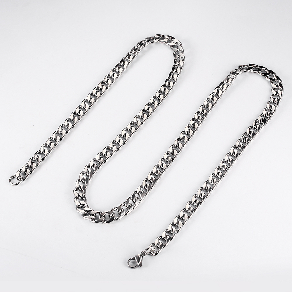 3mm 5mm 6mm 7mm Silver Cuban Chains Halsband Rostfritt stål hummerklasspar som gör högkvalitativ pläterad halsband för kvinnor män VE292P