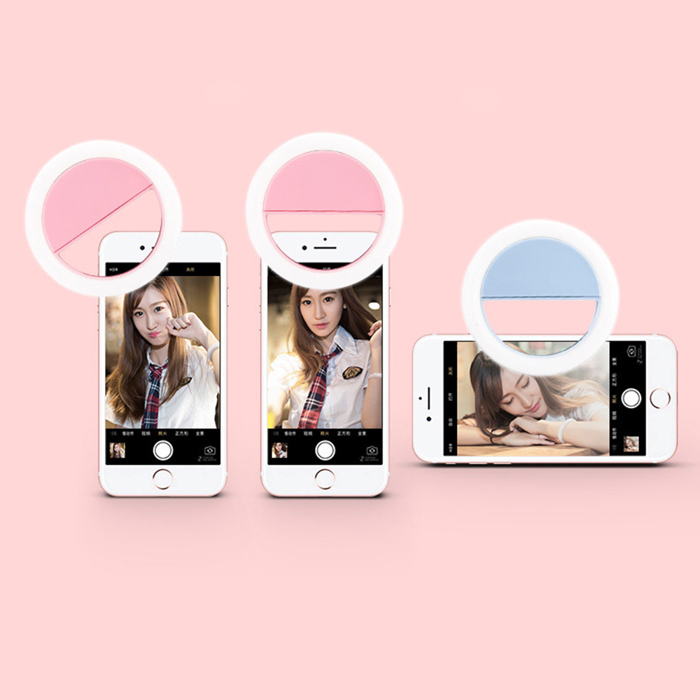 LED RING Selfie Light Novelty Lighting USB RECHARGABEABEL RINGS SELFIER Fyll ljus Kompletterande Lightings Camera Photography AAA Battery Smart Mobile Phones