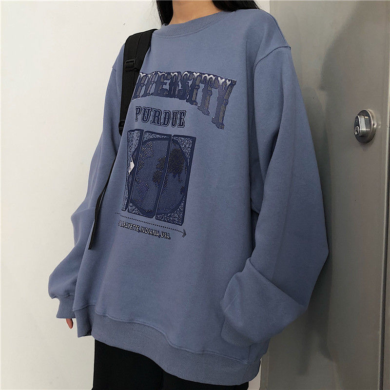 Sweats à capuche pour femmes Sweatshirts Printemps Automne Oneck Pull Femmes Coréennes Vêtements amples Sweat-shirt surdimensionné Vintage surdimensionné Harajuku à capuche 220830