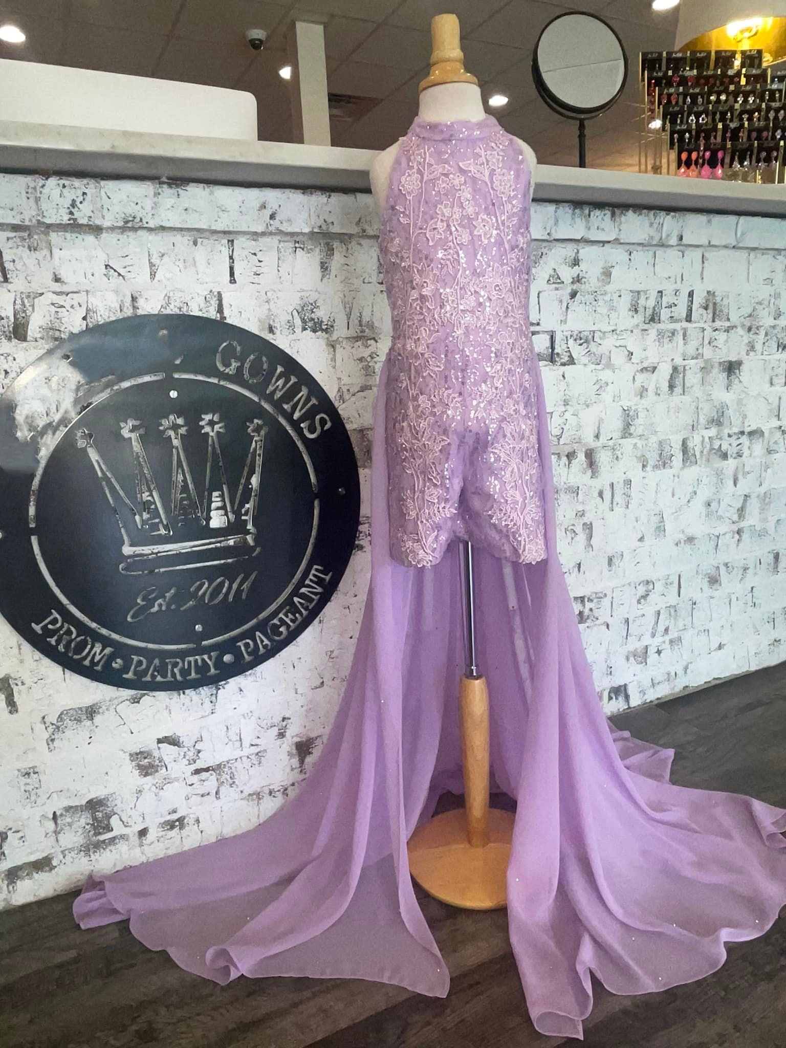 Girl Pageant Dress Romper Jumpsuit 2023 Detachable Chiffon Over-skirt Sequin Lace Little Kids Birthday Formal Party Gown Toddler Teens Lilac Fun-Fashion Runway