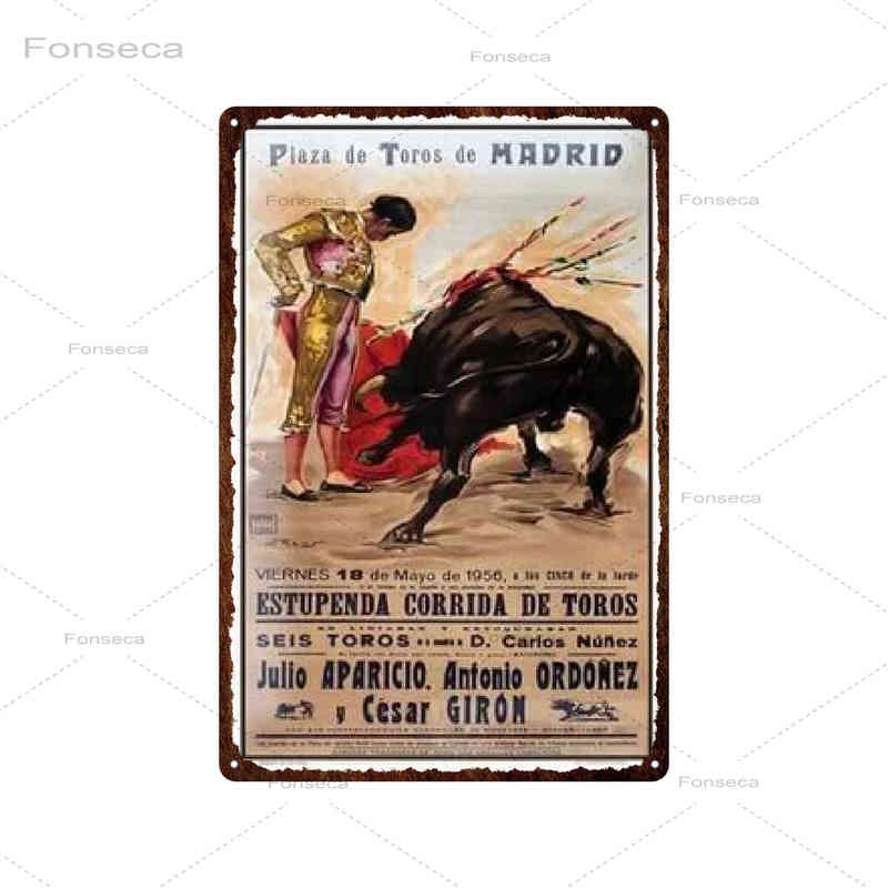 Metal Painting Heroic Bullfighting Dance Retro Tin Sign Metal Wall Decoration Metal Poster Plaque Living Room Home Decoration T220829