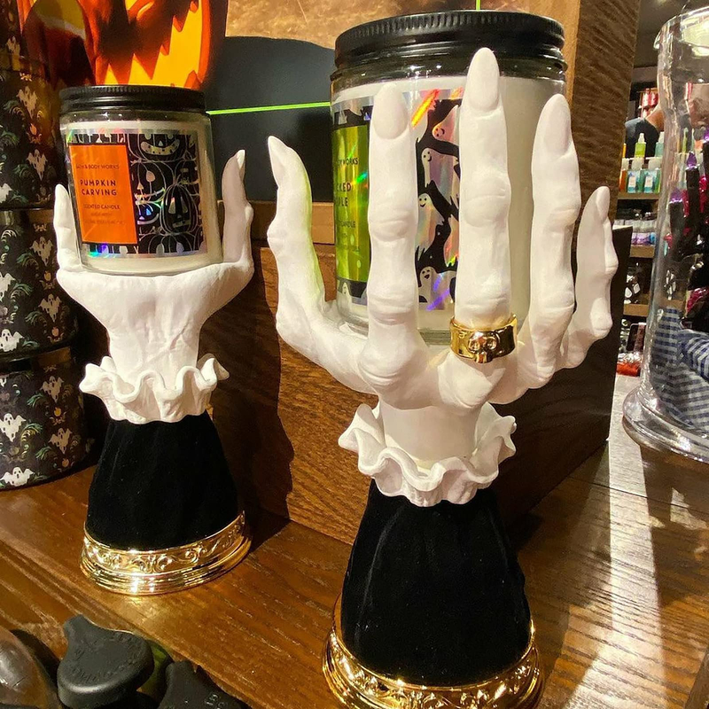 Bougeoirs Halloween résine sorcière main bâton créatif fantôme maison hantée décoration porte-paume art artisanat ornements 220830